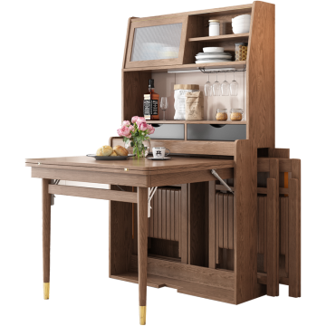 Armário extensível de madeira Mesa de jantar dobrável